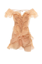 Robe Femme Mini Volants Épaules Dénudées Décolleté V Fermeture Nœud Dos Sans Manches Cocktail Soirée Date Night Fête Cérémonie Été Formelle – Jazlyn
