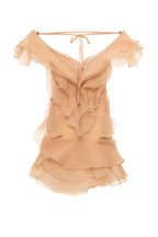 Robe Femme Mini Volants Épaules Dénudées Décolleté V Fermeture Nœud Dos Sans Manches Cocktail Soirée Date Night Fête Cérémonie Été Formelle – Jazlyn