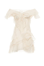 Robe Femme Mini Volants Épaules Dénudées Décolleté V Fermeture Nœud Dos Sans Manches Cocktail Soirée Date Night Fête Cérémonie Été Formelle – Jazlyn