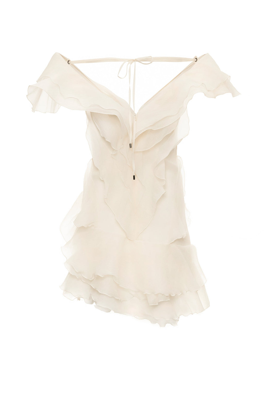 Robe Femme Mini Volants Épaules Dénudées Décolleté V Fermeture Nœud Dos Sans Manches Cocktail Soirée Date Night Fête Cérémonie Été Formelle – Jazlyn