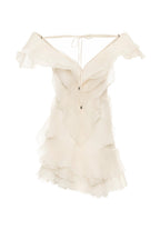 Robe Femme Mini Volants Épaules Dénudées Décolleté V Fermeture Nœud Dos Sans Manches Cocktail Soirée Date Night Fête Cérémonie Été Formelle – Jazlyn