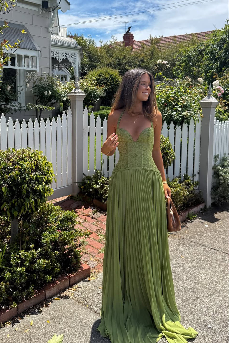 Robe de Mariée Longue pour Femme en Dentelle Plissée à Bretelles Fluide Élégante – Kenley