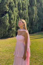 Ärmelloses, ausgestelltes Maxikleid für Damen – Hochzeitsgast, Gartenparty, Zeremonie, Abendgala – Odessa Rosé Puder