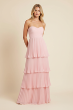Ärmelloses, ausgestelltes Maxikleid für Damen – Hochzeitsgast, Gartenparty, Zeremonie, Abendgala – Odessa Rosé Puder