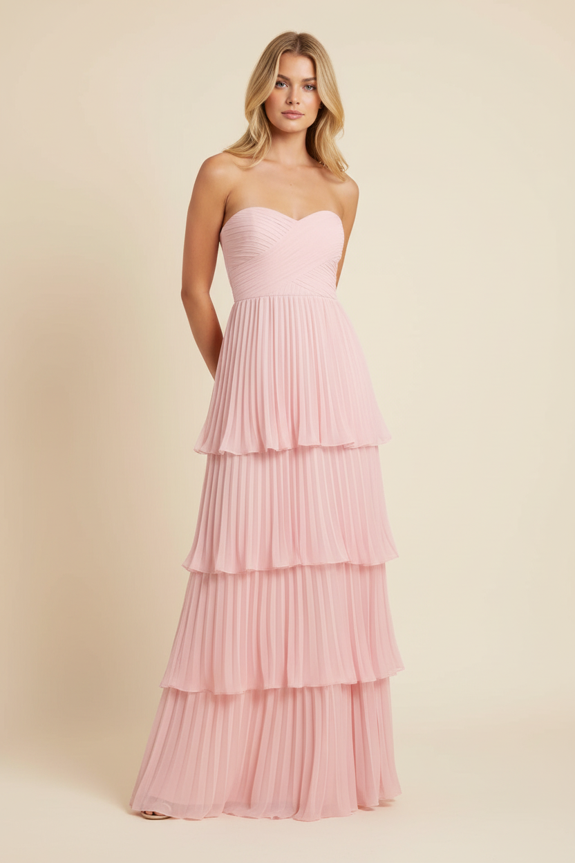 Ärmelloses, ausgestelltes Maxikleid für Damen – Hochzeitsgast, Gartenparty, Zeremonie, Abendgala – Odessa Rosé Puder