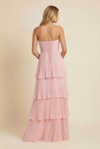Ärmelloses, ausgestelltes Maxikleid für Damen – Hochzeitsgast, Gartenparty, Zeremonie, Abendgala – Odessa Rosé Puder