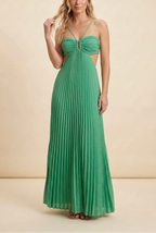 Vestido Mujer Largo Plisado Cuello Halter Espalda Descubierta Corsé Estructurado Falda Fluida Fiesta Gala Boda Invitada Jardín Formal Ceremonia Verano – Luella