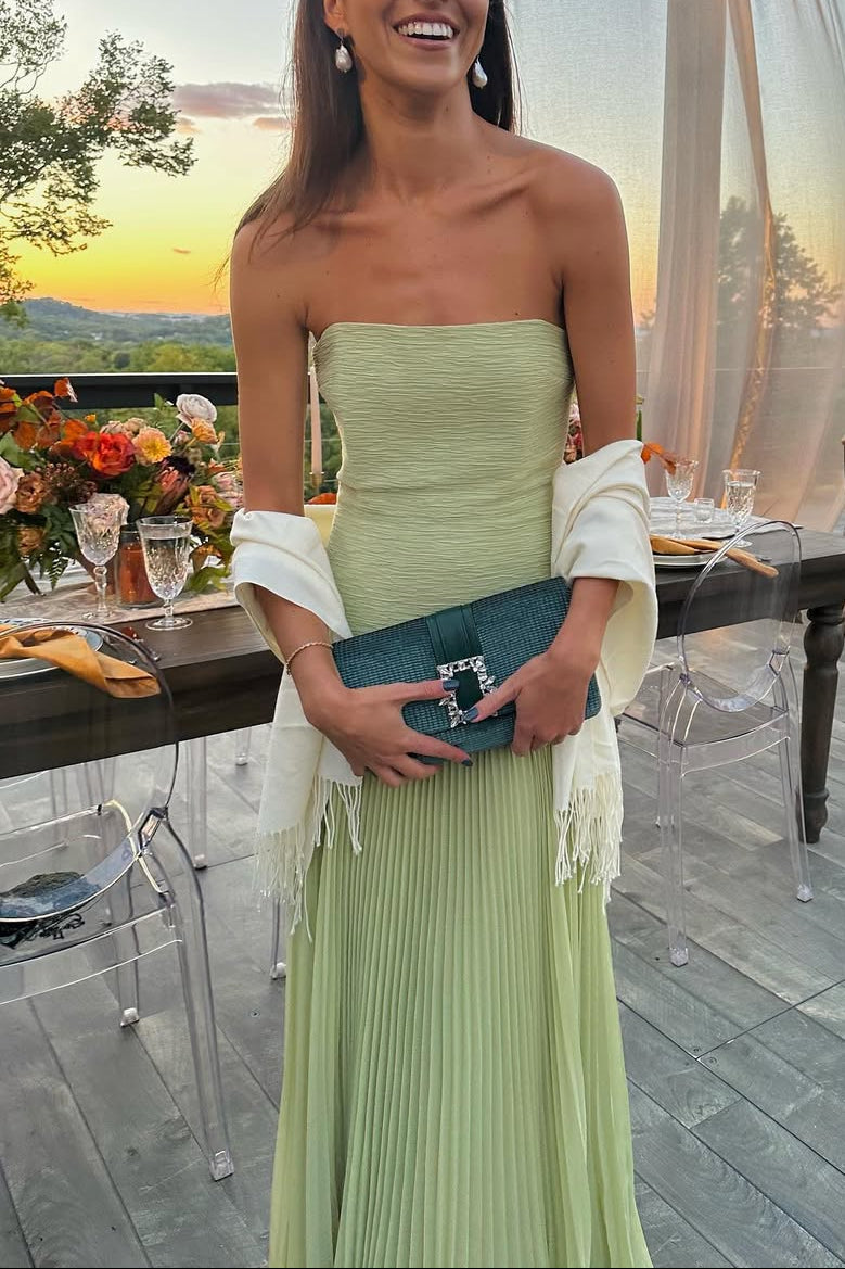 Robe Longue Sans Manches à Taille Basse pour Femmes - Invité de Mariage, Formelle,  Fête de Jardin, Cérémonie, Gala d'Été – Vert Sauge Skyla