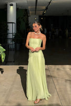 Robe Longue Sans Manches à Taille Basse pour Femmes - Invité de Mariage, Formelle,  Fête de Jardin, Cérémonie, Gala d'Été – Vert Sauge Skyla