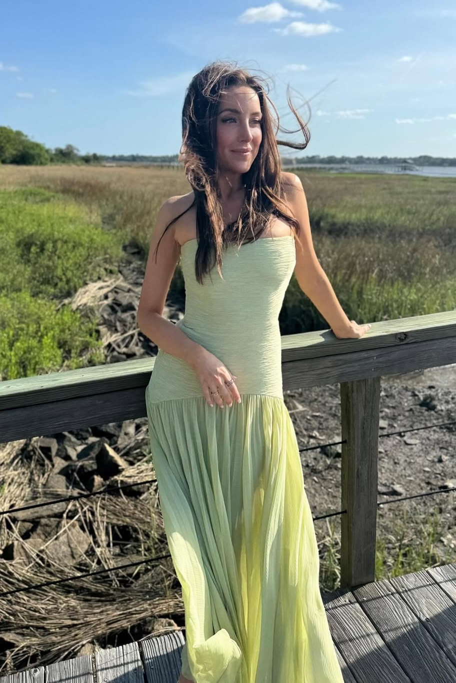 Robe Longue Sans Manches à Taille Basse pour Femmes - Invité de Mariage, Formelle,  Fête de Jardin, Cérémonie, Gala d'Été – Vert Sauge Skyla