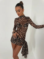 Robe Mini à Manches Longues en Maille pour Femmes, Asymétrique, Bodycon, Soirée, Sortie en Club, Anniversaire, Été – Tess