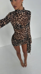 Robe Mini à Manches Longues en Maille pour Femmes, Asymétrique, Bodycon, Soirée, Sortie en Club, Anniversaire, Été – Tess