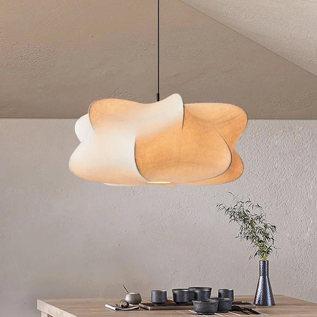 Lampe Suspendue en Soie de Style Wabi-Sabi | Design Japonais