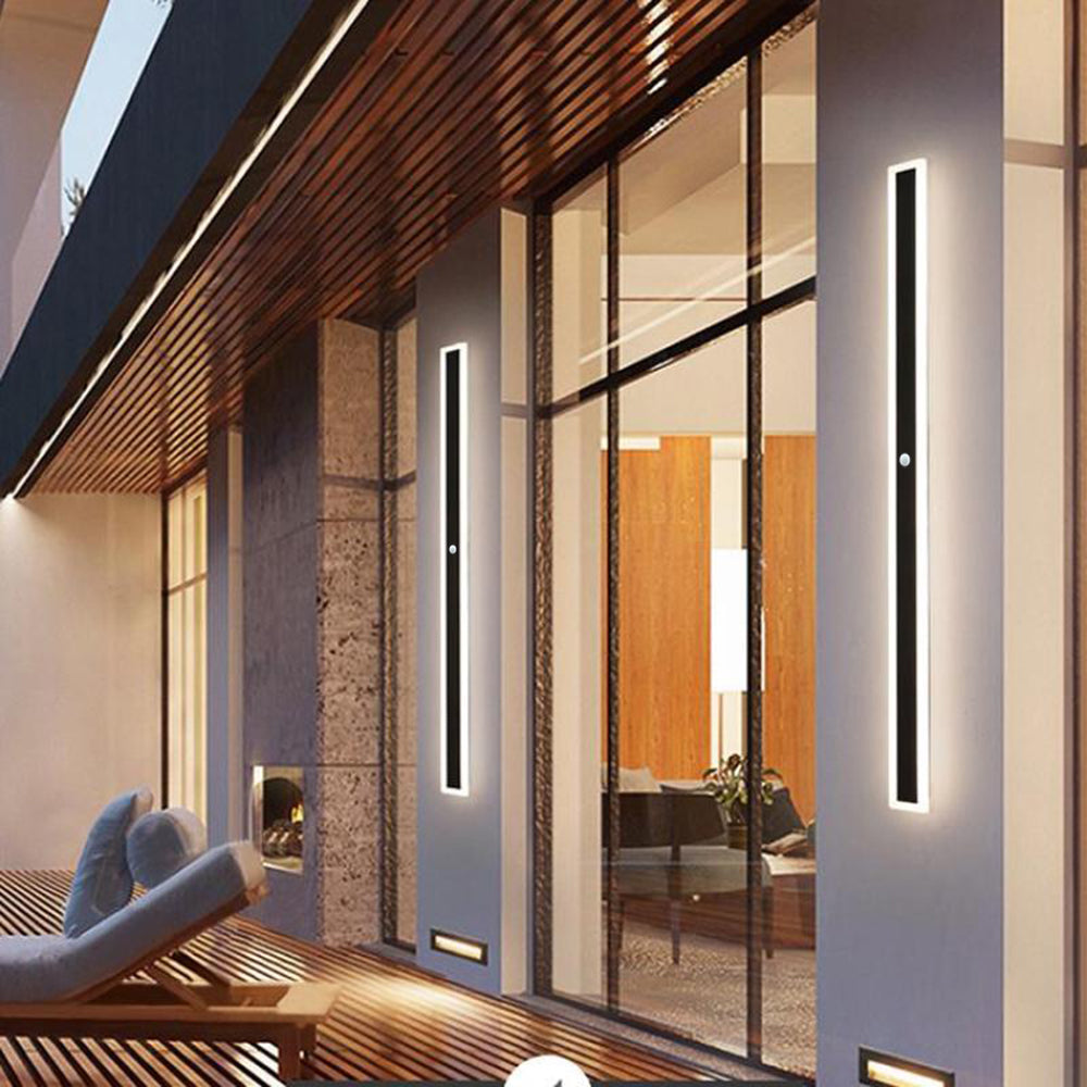 Wasserdichte Außen-Wandlampe Linear Matt-Schwarzes Acrylpaneel – Vynn