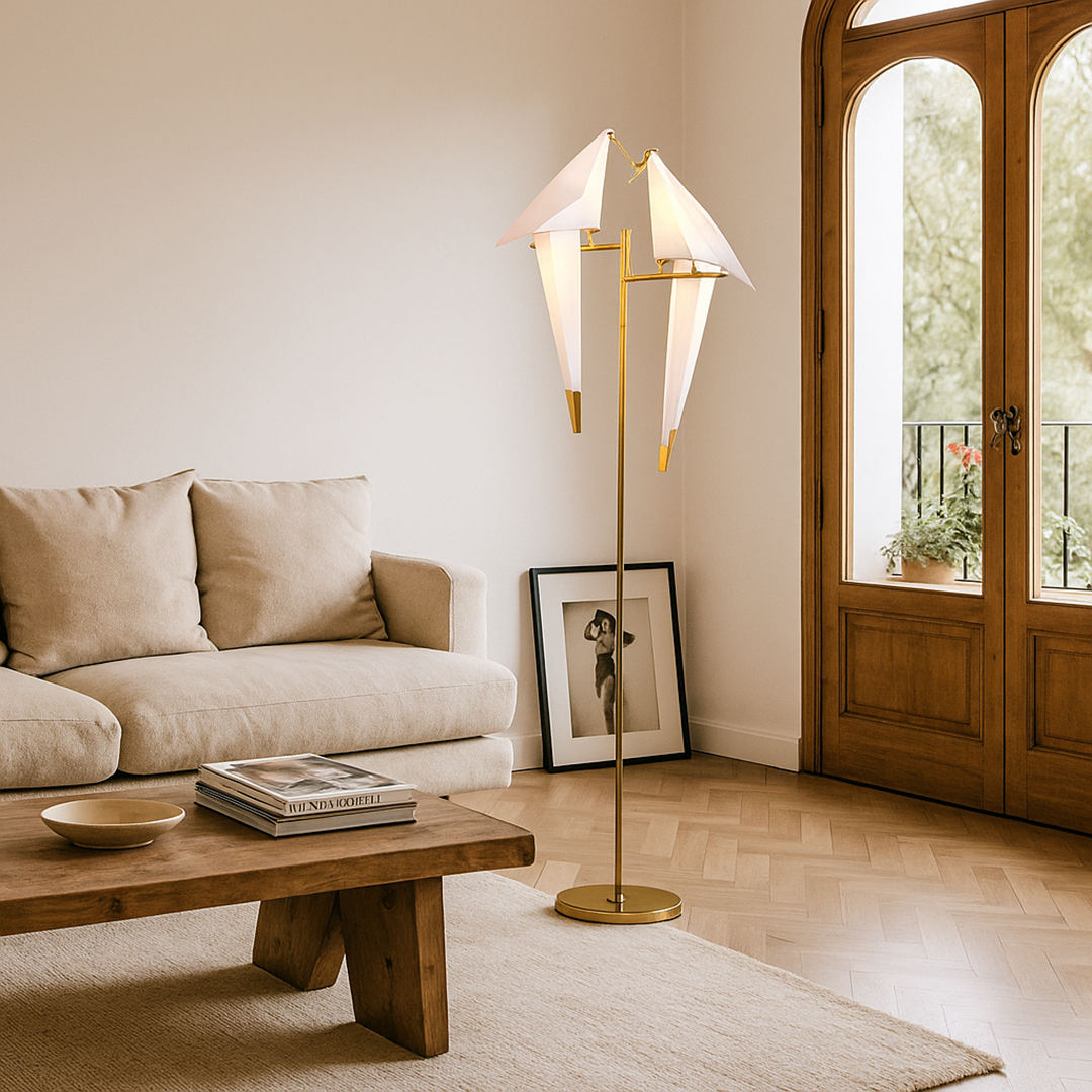 Lampe sur Pied Magnétique avec Oiseau Décoratif | Accessoire de Décoration Intérieure