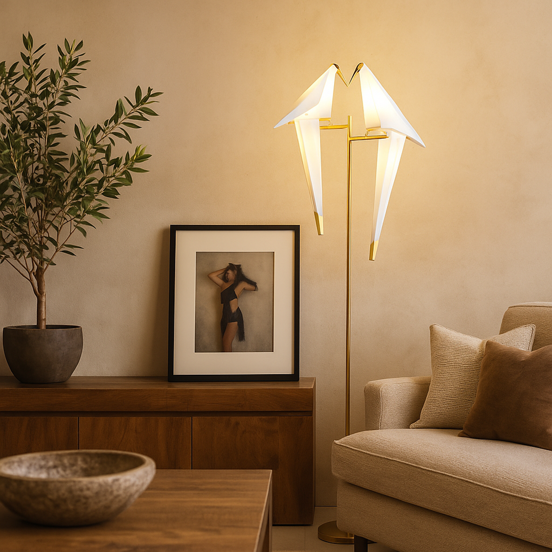 Lampe sur Pied Magnétique avec Oiseau Décoratif | Accessoire de Décoration Intérieure