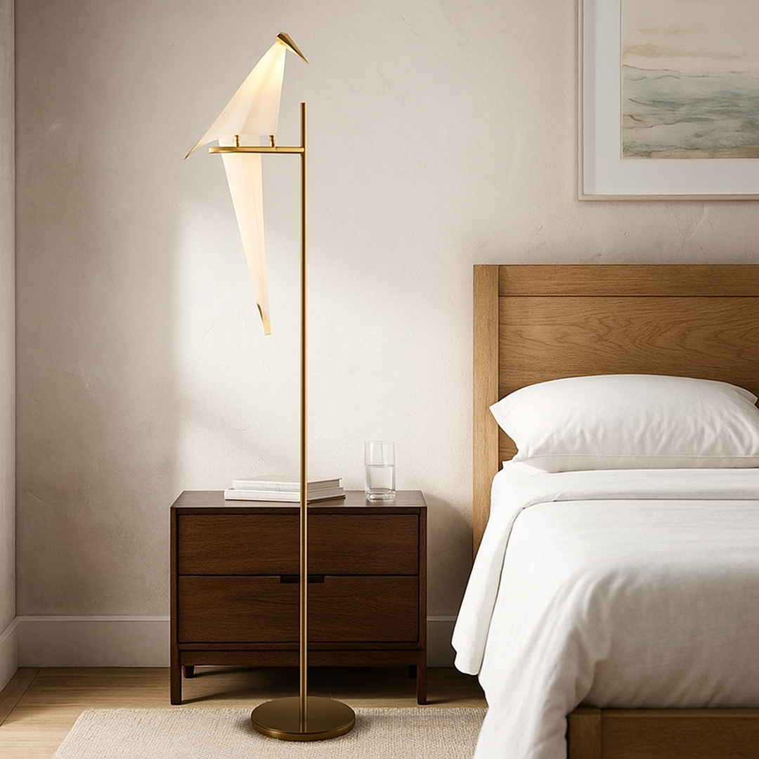 Lampe sur Pied Magnétique avec Oiseau Décoratif | Accessoire de Décoration Intérieure