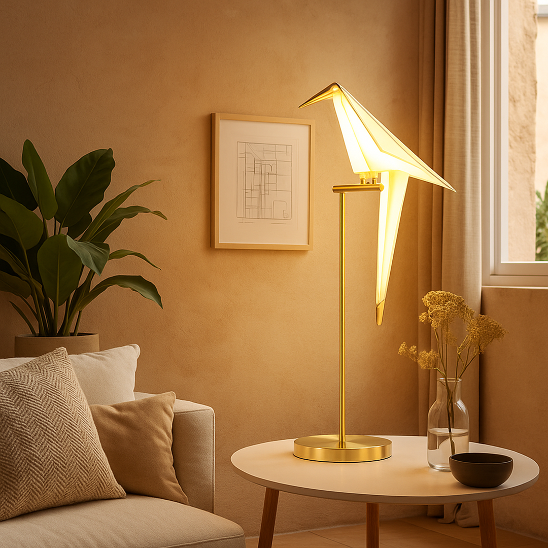 Lampe sur Pied Magnétique avec Oiseau Décoratif | Accessoire de Décoration Intérieure