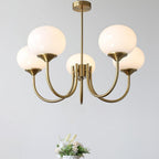 Chandelier en Verre Rose Doux avec Abat-jours | Finition Dorée