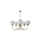 Chandelier en Verre Rose Doux avec Abat-jours | Finition Dorée