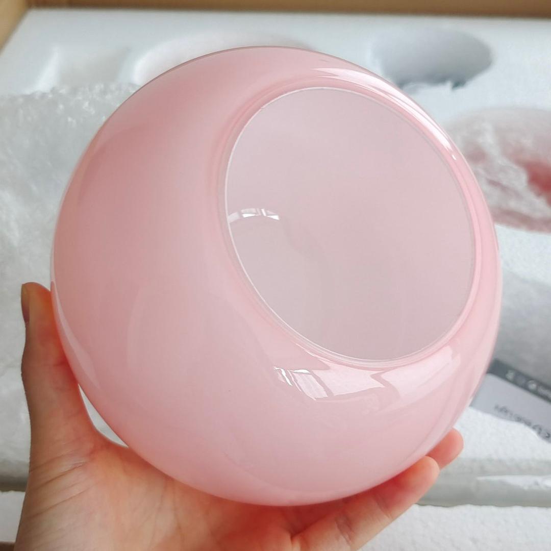 Chandelier en Verre Rose Doux avec Abat-jours | Finition Dorée