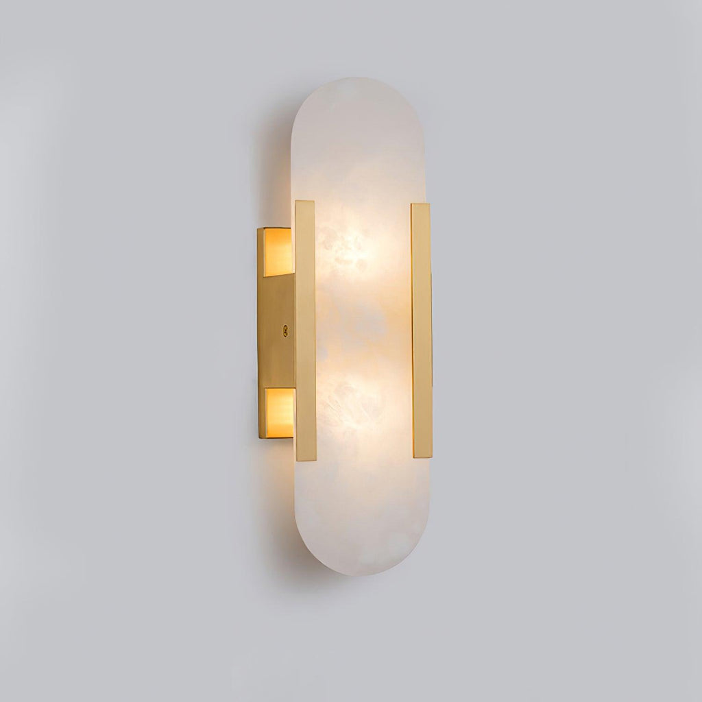 Längliche Wandleuchte aus natürlichem Alabaster, sanftes Licht, eleganter, zeitloser Luxus-Stil
