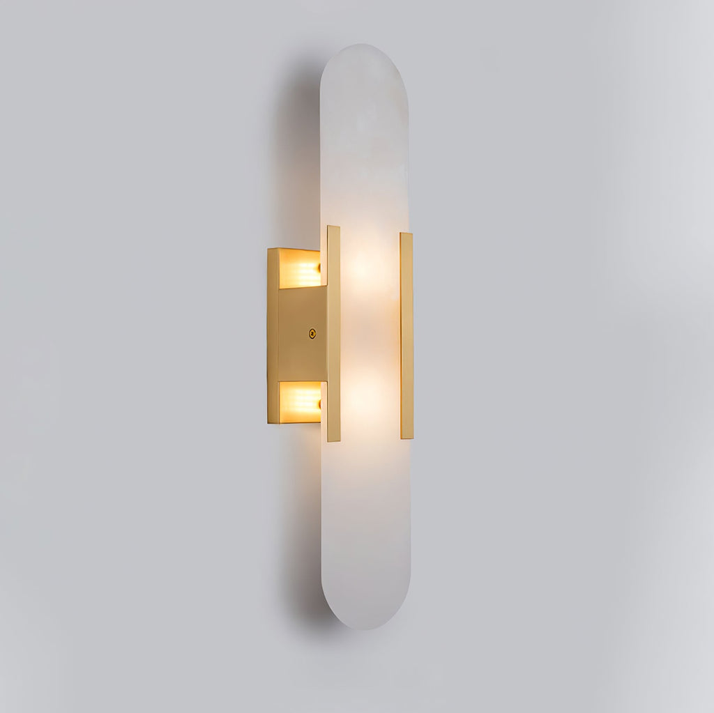 Längliche Wandleuchte aus natürlichem Alabaster, sanftes Licht, eleganter, zeitloser Luxus-Stil