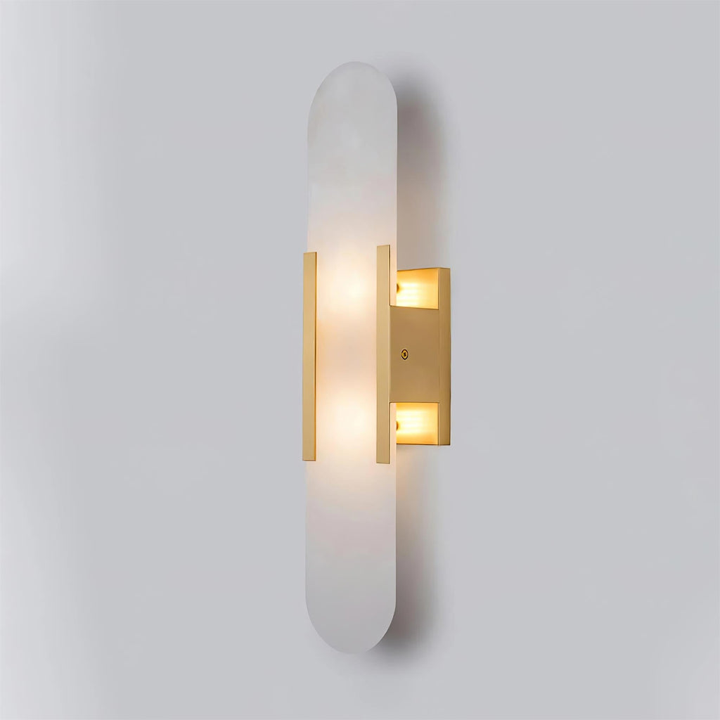Längliche Wandleuchte aus natürlichem Alabaster, sanftes Licht, eleganter, zeitloser Luxus-Stil