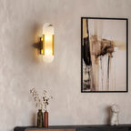 Längliche Wandleuchte aus natürlichem Alabaster, sanftes Licht, eleganter, zeitloser Luxus-Stil