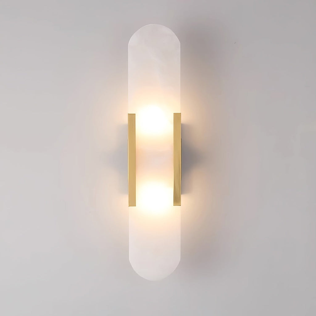 Längliche Wandleuchte aus natürlichem Alabaster, sanftes Licht, eleganter, zeitloser Luxus-Stil