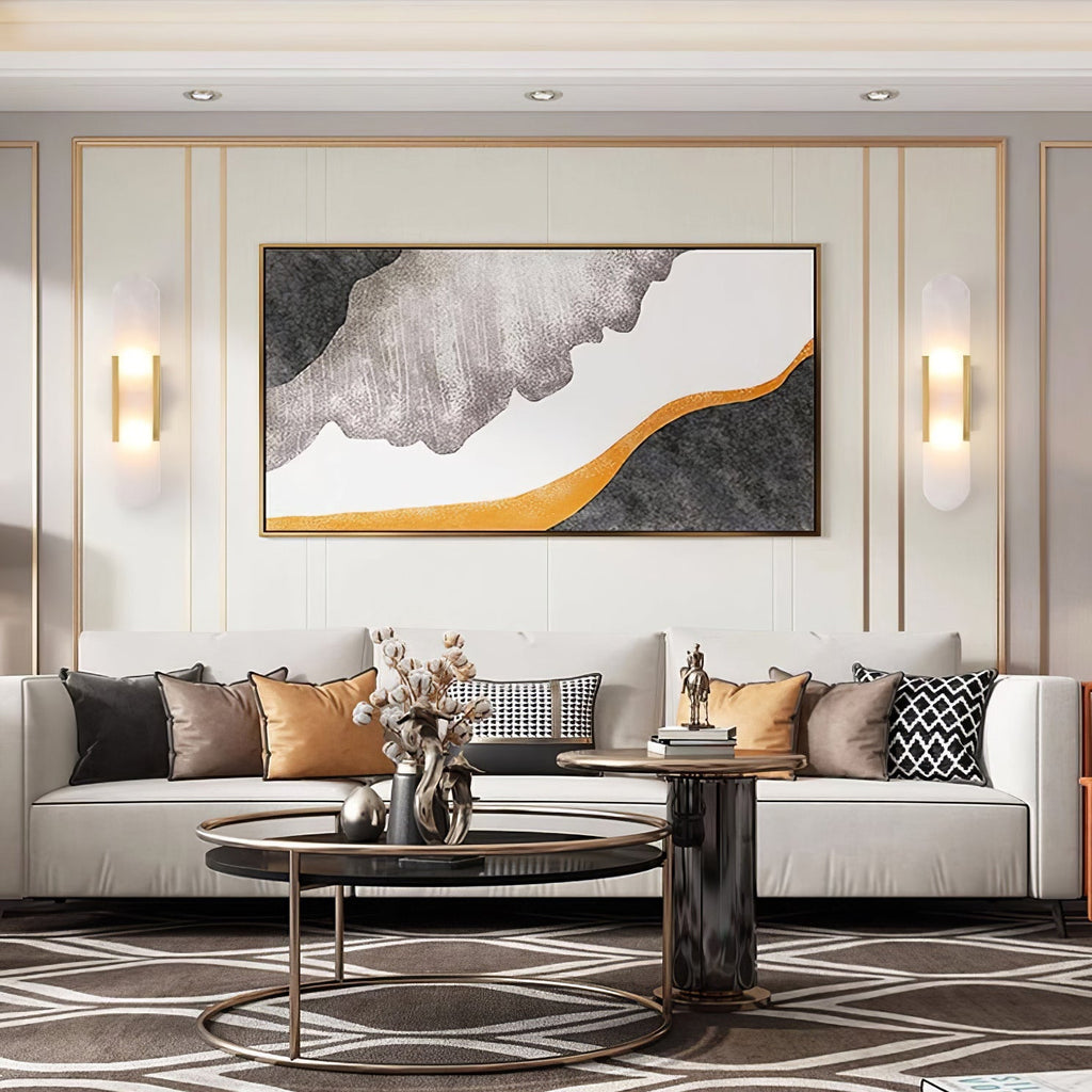 Längliche Wandleuchte aus natürlichem Alabaster, sanftes Licht, eleganter, zeitloser Luxus-Stil