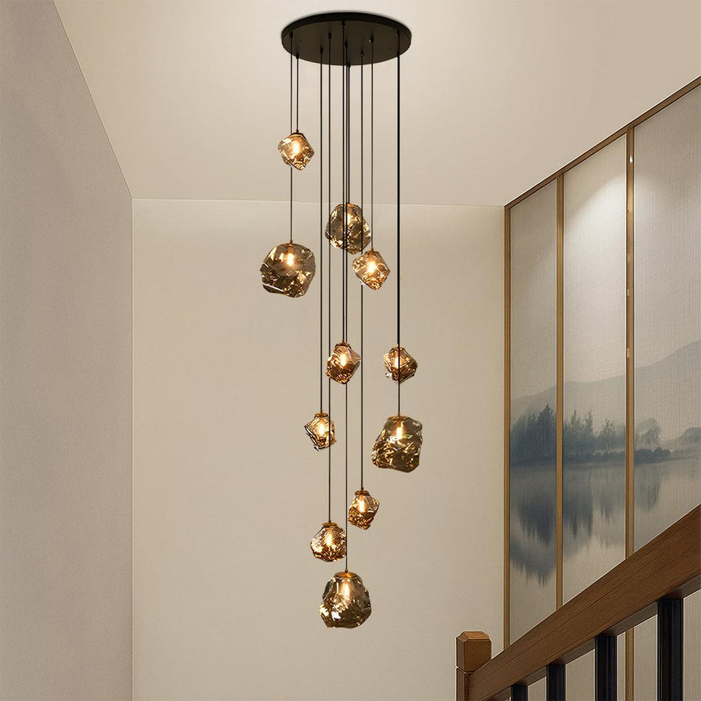 Chandelier Nordique pour Escaliers | Éclairage Contemporain pour Villas