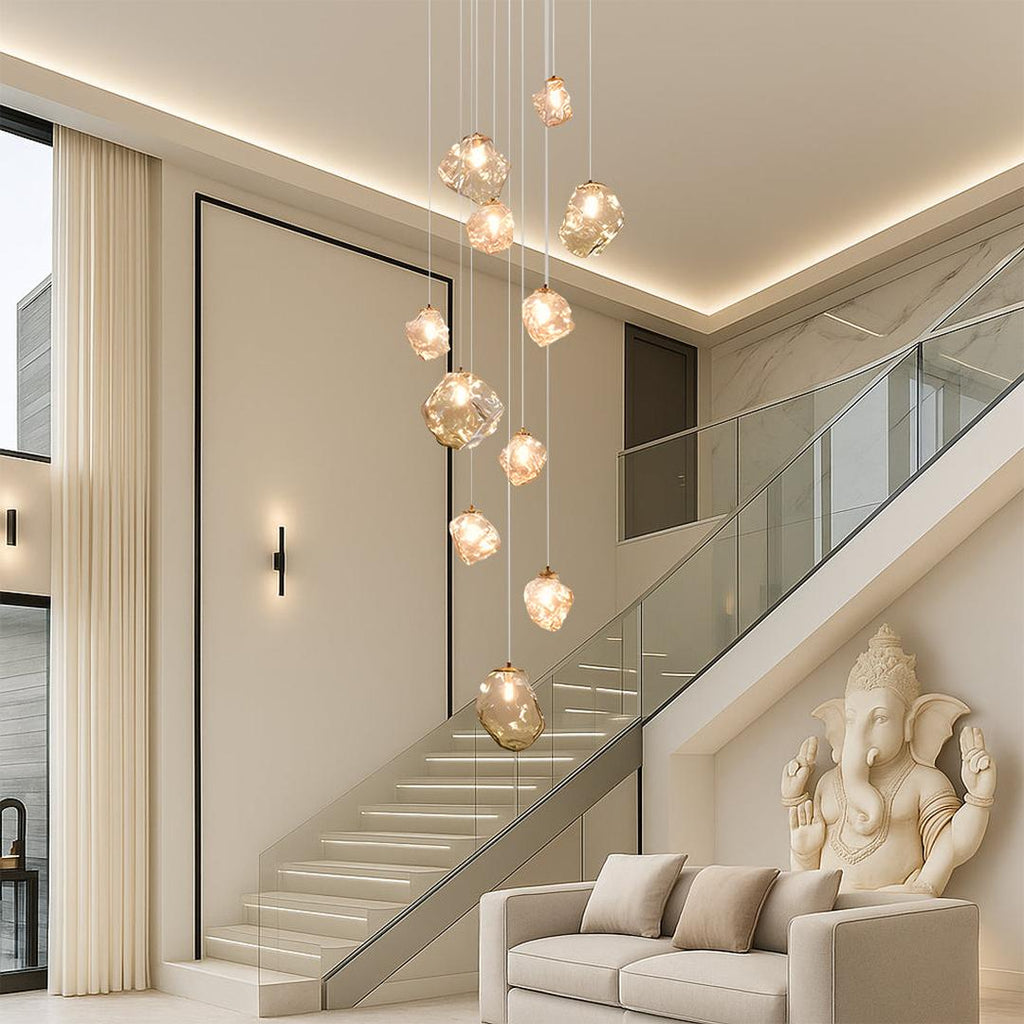Chandelier Nordique pour Escaliers | Éclairage Contemporain pour Villas