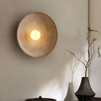 Japanische Wandlampe aus Harz und Glas mit Holzfinish
