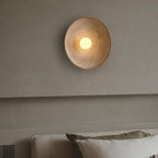 Japanische Wandlampe aus Harz und Glas mit Holzfinish