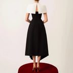 Robe Midi Femme Bretelles Fines Taille Cintrée Fente Asymétrique Polyester Soirée Cocktail Mariage Formelle Gala – Noirève
