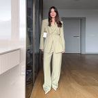 Ensemble Deux Pièces Femme Blazer Imprimé Manches Régulières Pantalon Droit Polyester Casual Jumpsuit Chic Bureau Trajet Printemps Hiver – Vivace