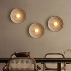 Japanische Wandlampe aus Harz und Glas mit Holzfinish