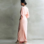 Robe Longue Décolleté en V Drapée Manches Longues Polyester-Spandex Femme Élégante Soirée Mariage Cocktail Formelle – Dahlia