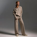 Completo Due Pezzi Donna Maglione Polo Elegante Pantalone Largo Morbido Traspirante Casual Chic Relax Lavoro Quotidiano Weekend – Polinae