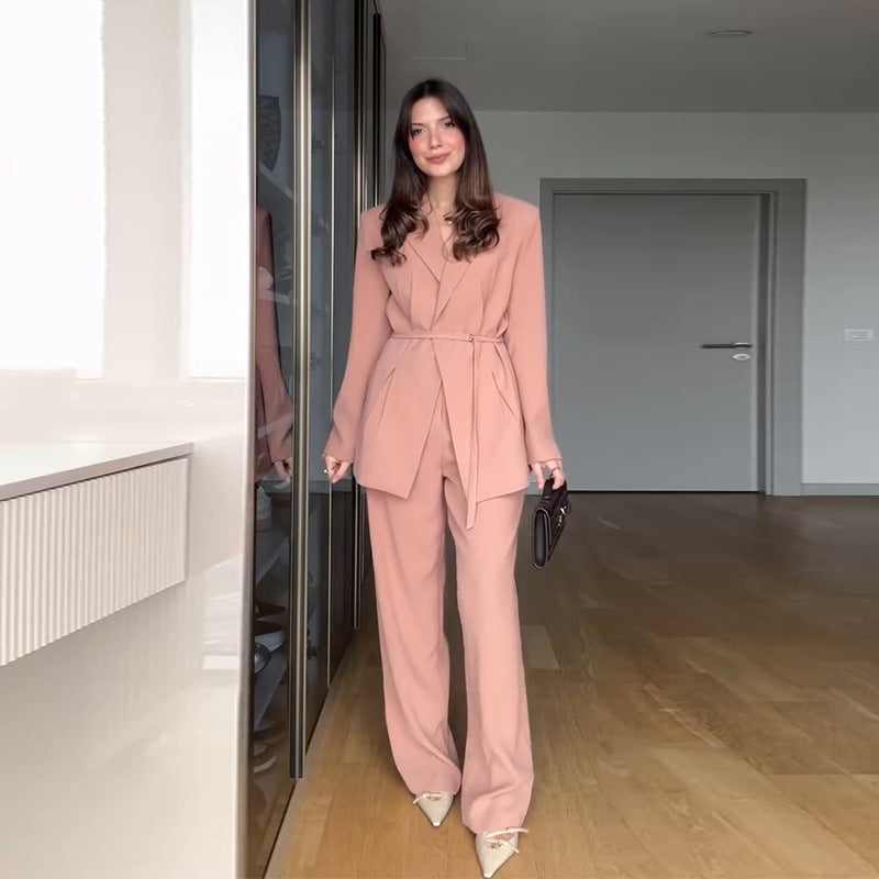 Ensemble Deux Pièces Femme Blazer Imprimé Manches Régulières Pantalon Droit Polyester Casual Jumpsuit Chic Bureau Trajet Printemps Hiver – Vivace