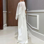Completo Due Pezzi Donna Blusa Maniche Kimono Pantalone Largo Poliestere Colore Unito Elegante Casual Chic Matrimonio Estate – Palazzo