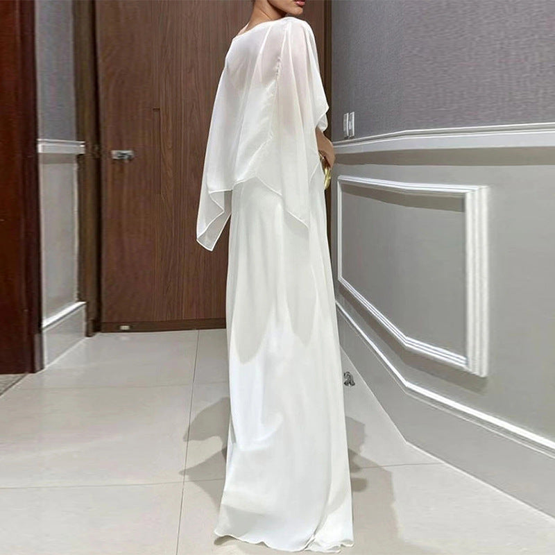 Completo Due Pezzi Donna Blusa Maniche Kimono Pantalone Largo Poliestere Colore Unito Elegante Casual Chic Matrimonio Estate – Palazzo