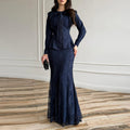 Ensemble Deux Pièces Femme Veste Jupe Longue Sirène Dentelle Polyester Cérémonie Mariage Soirée Gala – Lumière