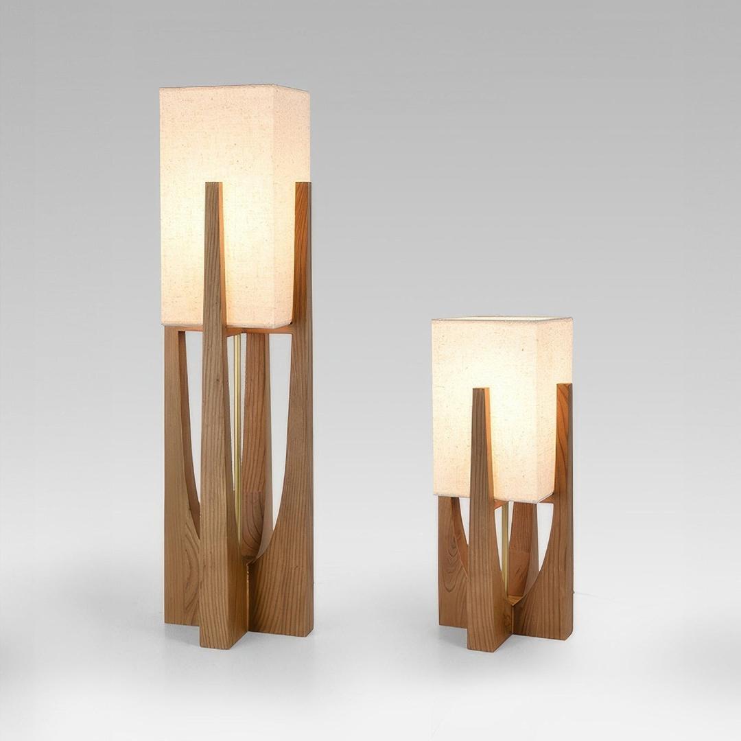 Lampe sur Pied en Bois Wabi-Sabi | Design Japonais