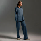 Completo Due Pezzi Donna Maglione Polo Elegante Pantalone Largo Morbido Traspirante Casual Chic Relax Lavoro Quotidiano Weekend – Polinae