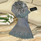 Completo donna tuta elegante donna poliestere fluido cerimonia matrimonio cocktail sera – Velona