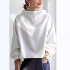 Top sofisticado de cuello alto para mujer, silueta casual, mangas largas, elegante – Renli