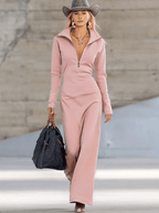 Robe Longue Sportive à Col V Avec Fermeture Éclair Pour Femme à Manches Longues Ajustée Décontractée Formelle de Fête Cowgirl Soirée Élégante