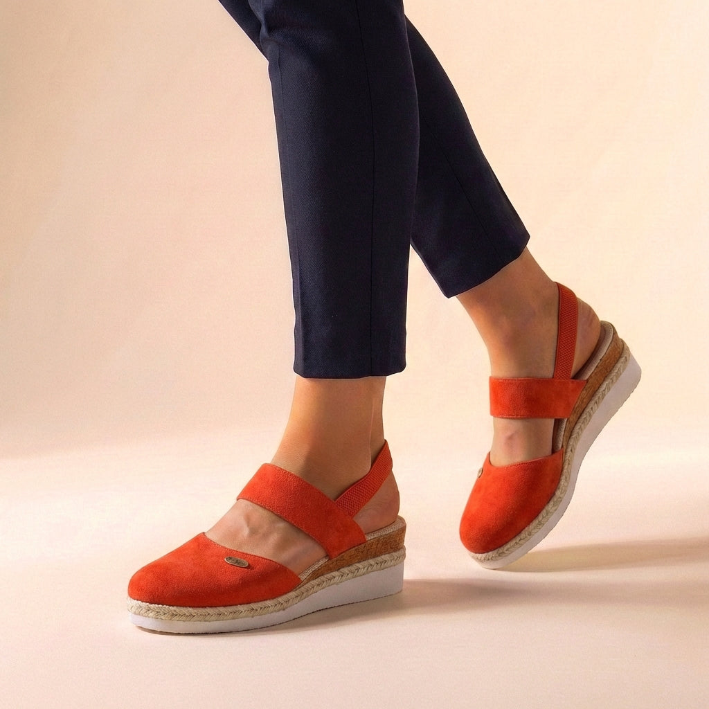 Orthopädische Plateau-Espadrilles für Damen mit verstellbarem Riemen, erhöhter, leichter und bequemer Sohle – Beige Naturfarben, lässig für Strand und Sommerurlaub